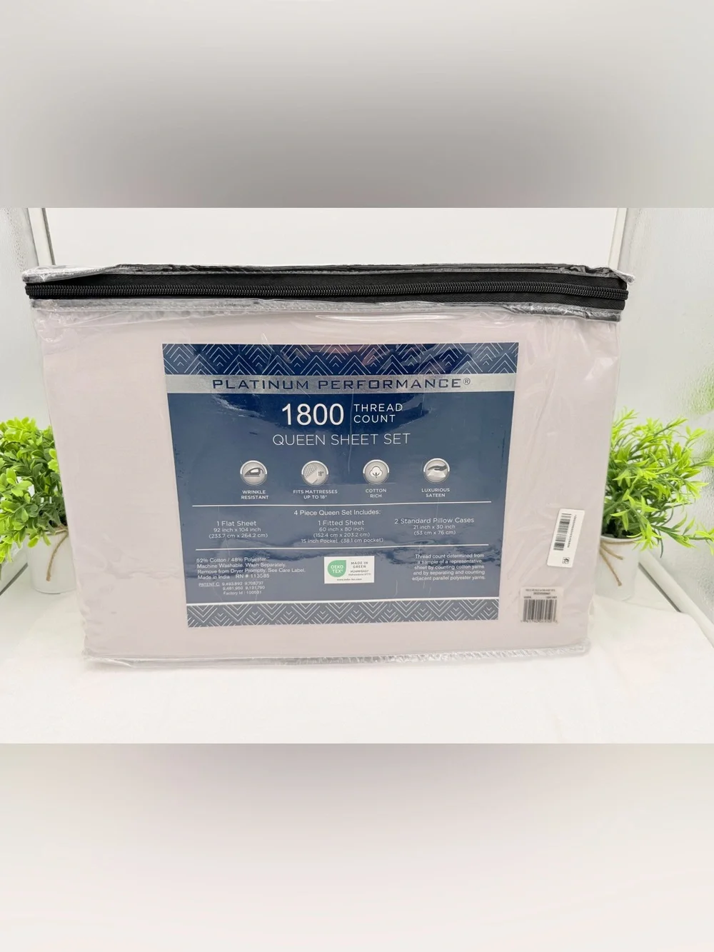 PLATINUM PERFORMANCE 1800 thread count Queen Sheet Set- Light Grey